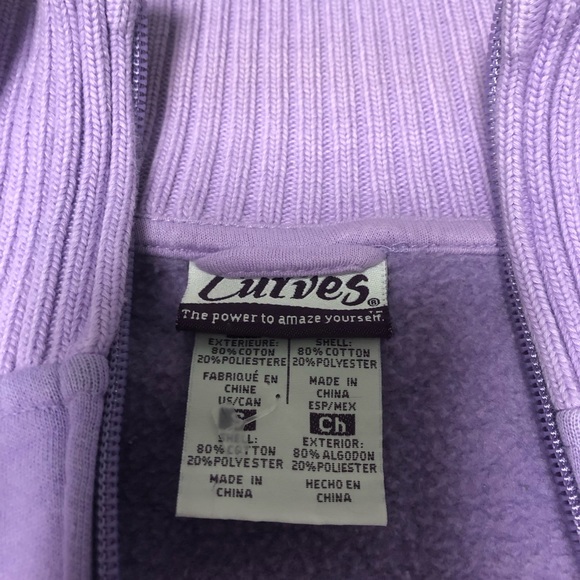 CURVES collared zip up purple hoodie (size S) - Picture 6 of 7